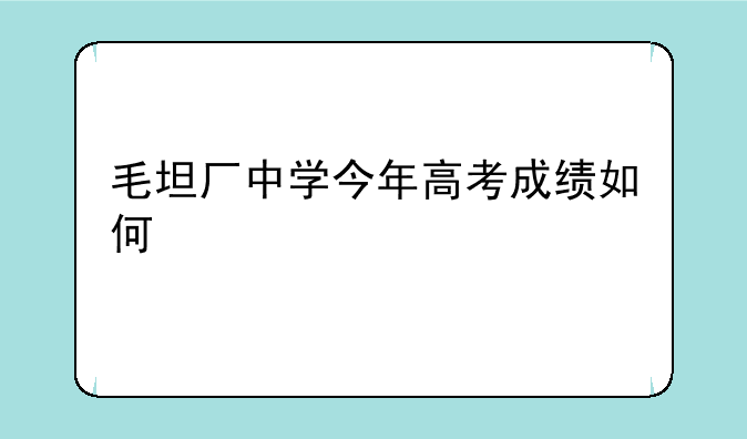 毛坦厂中学今年高考成绩如何