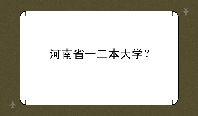 河南省一二本大学？