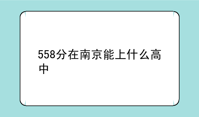 558分在南京能上什么高中