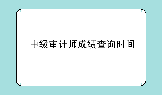 中级审计师成绩查询时间