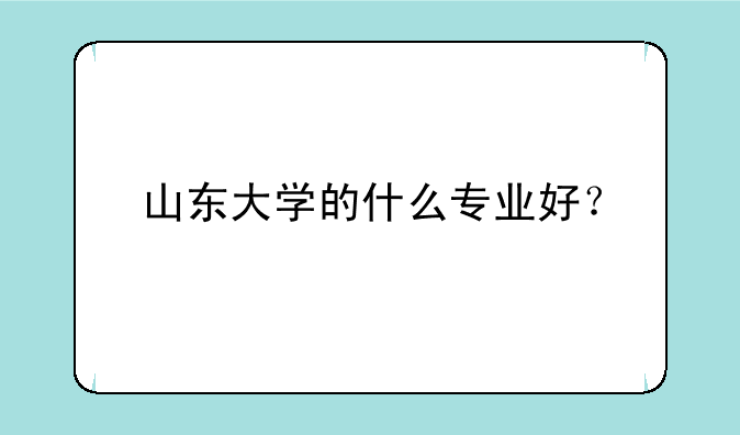 山东大学的什么专业好？