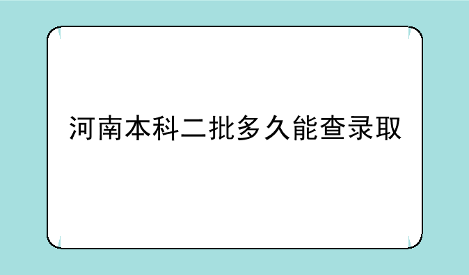 河南本科二批多久能查录取