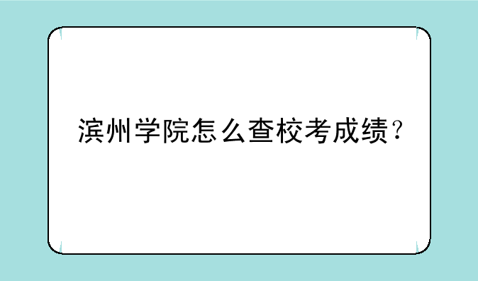 滨州学院怎么查校考成绩？