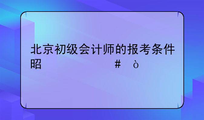 北京初级会计师的报考条件是什么？