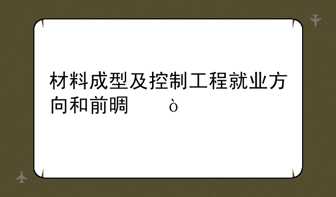 材料成型及控制工程就业方向和前景？
