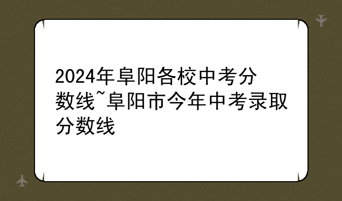 2024年阜阳各校中考分数线~阜阳市今年中考录取分数线