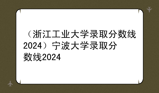 （浙江工业大学录取分数线2024）宁波大学录取分数线2024