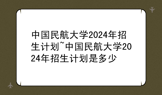 中国民航大学2024年招生计划~中国民航大学2024年招生计划是多少