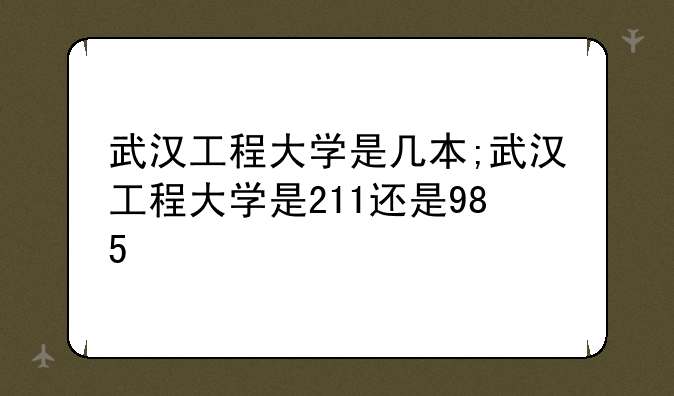 武汉工程大学是几本;武汉工程大学是211还是985
