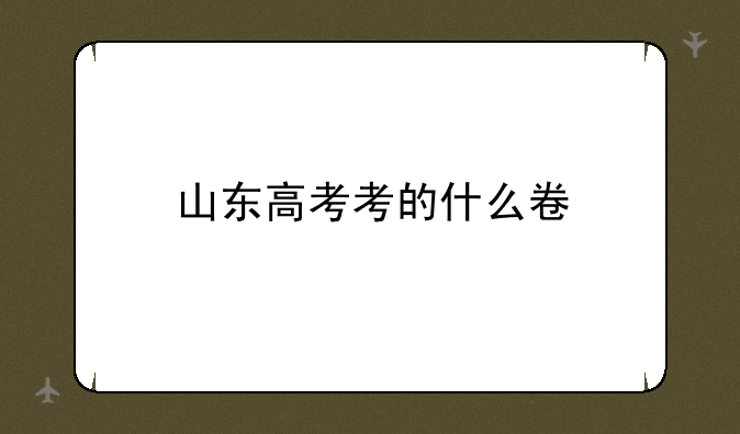 山东高考考的什么卷
