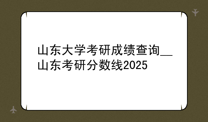 山东大学考研成绩查询__山东考研分数线2025