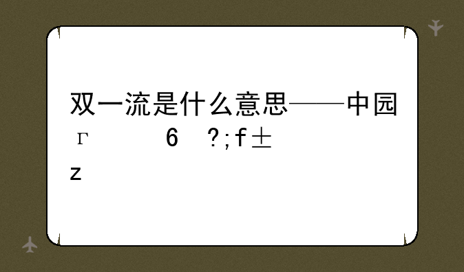 双一流是什么意思——中国美术学院双一流是什么意思